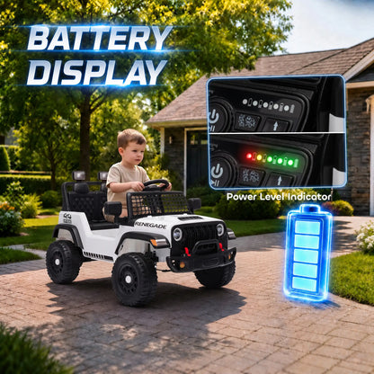 Camion auto électrique 12V, télécommande, démarrage progressif, 2-4 ans, Blanc