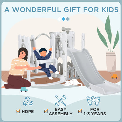 6-in-1 Baby Swing Playset, Indoor with Basketball Hoop, Climber, Grey Gym Sets & Swings at Gallery Canada