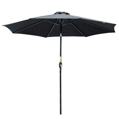 10' x 8' Round Market Umbrella, Crank Handle, Tilt, Black Sun Umbrellas Black at Gallery Canada