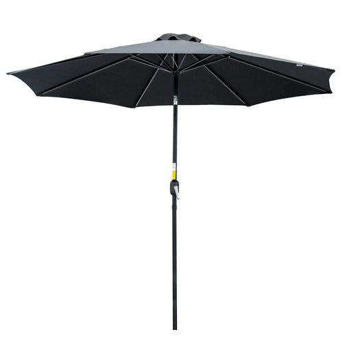 10' x 8' Round Market Umbrella, Crank Handle, Tilt, Black
