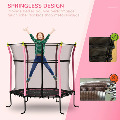 64" Kids Trampoline, Indoor Outdoor Bouncer, Enclosure Net, Pink Trampolines at Gallery Canada