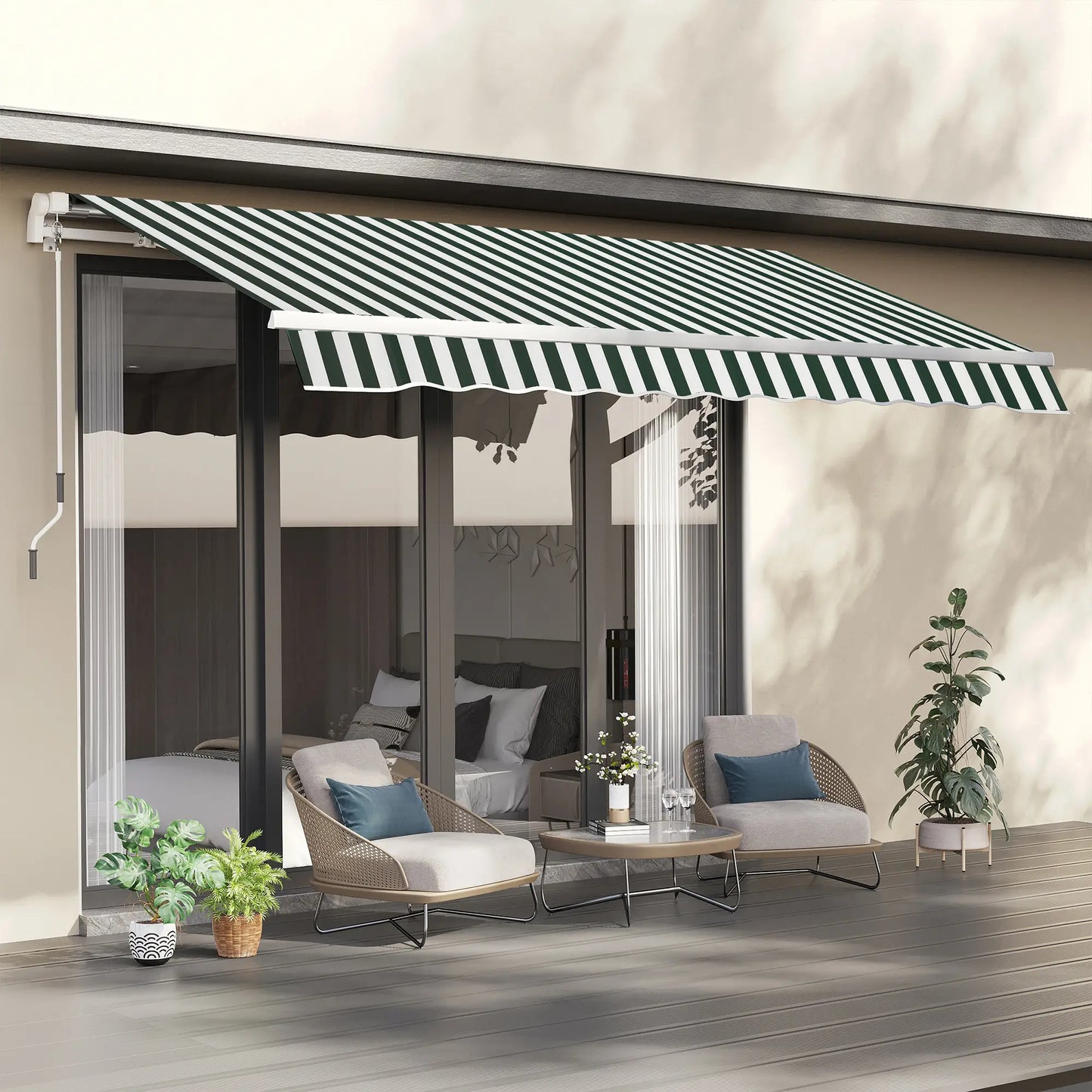 10' x 8' Retractable Awning Fabric, UV Protection, and White, Green Awning Fabric Replacement at Gallery Canada
