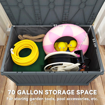 70 Gallon Deck Box, Resin Outdoor Storage Container, Dark Grey Patio Storage Boxes at Gallery Canada