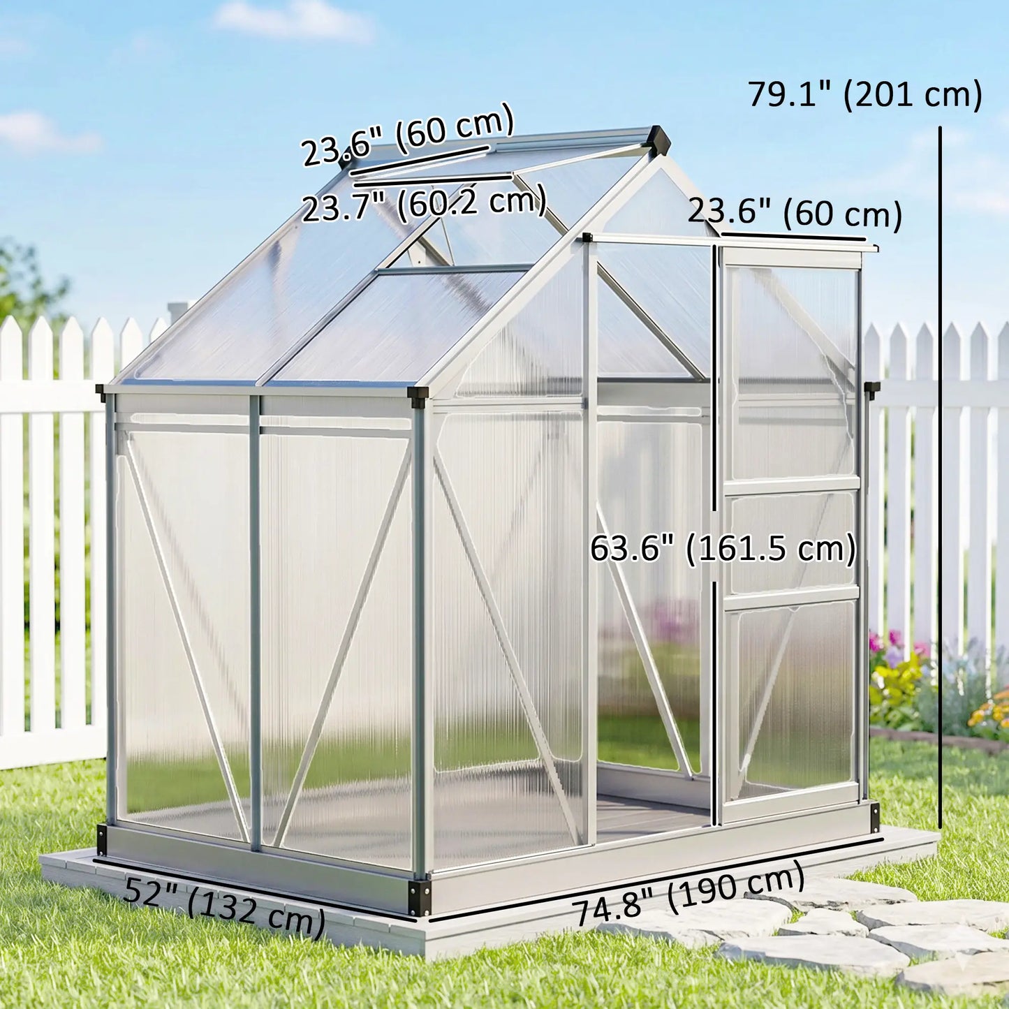 6' x 4' x 6.6' Polycarbonate Greenhouse, Walk-In Kit, Silver Walk In Greenhouses at Gallery Canada