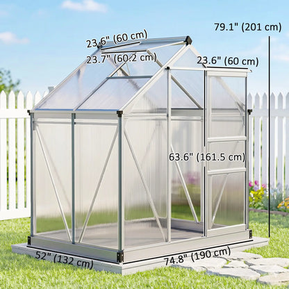6' x 4' x 6.6' Polycarbonate Greenhouse, Walk-In Kit, Silver Walk In Greenhouses at Gallery Canada
