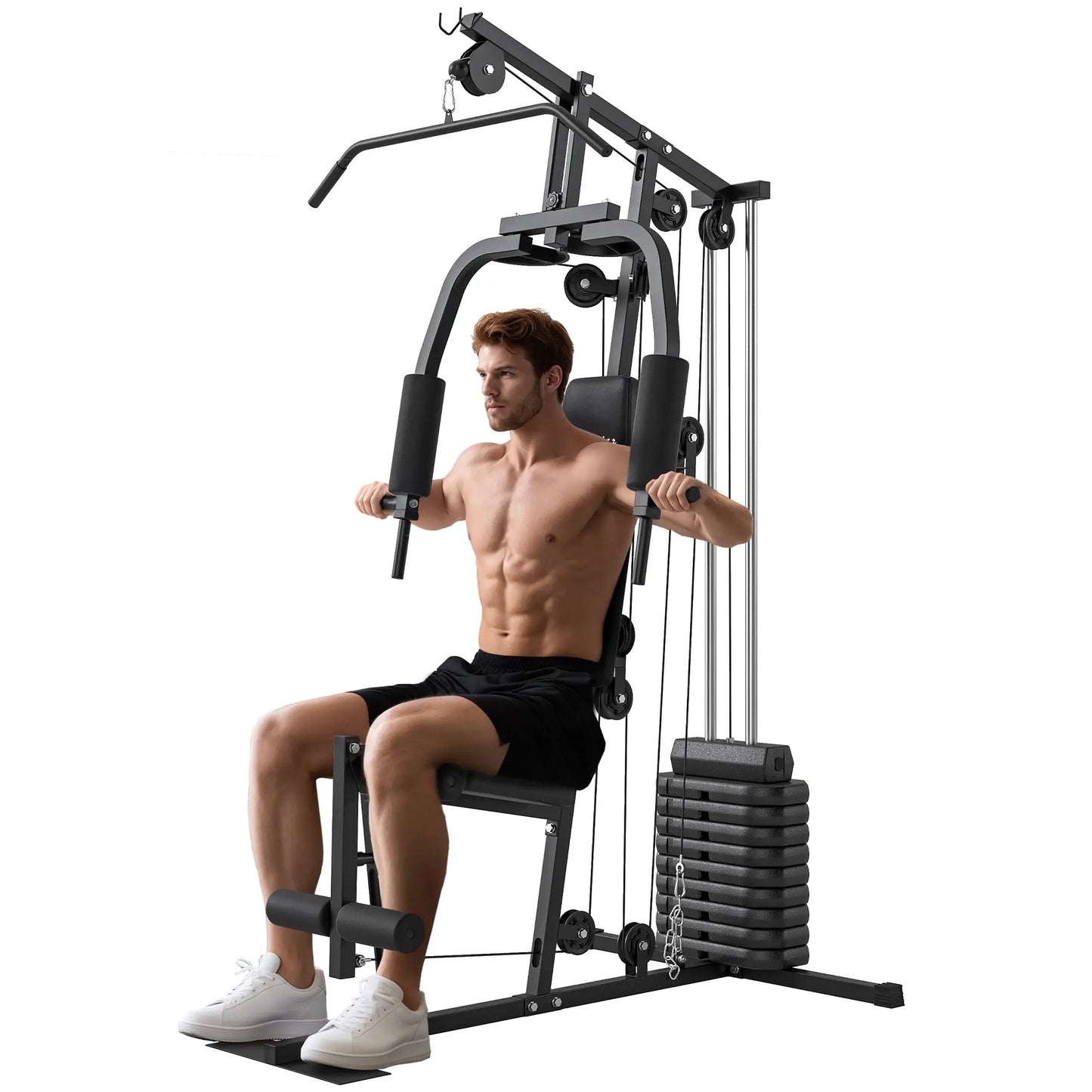 Multifunction Home Gym, 99lbs Weight Stack, Full Body Workout Power Towers Black at Gallery Canada
