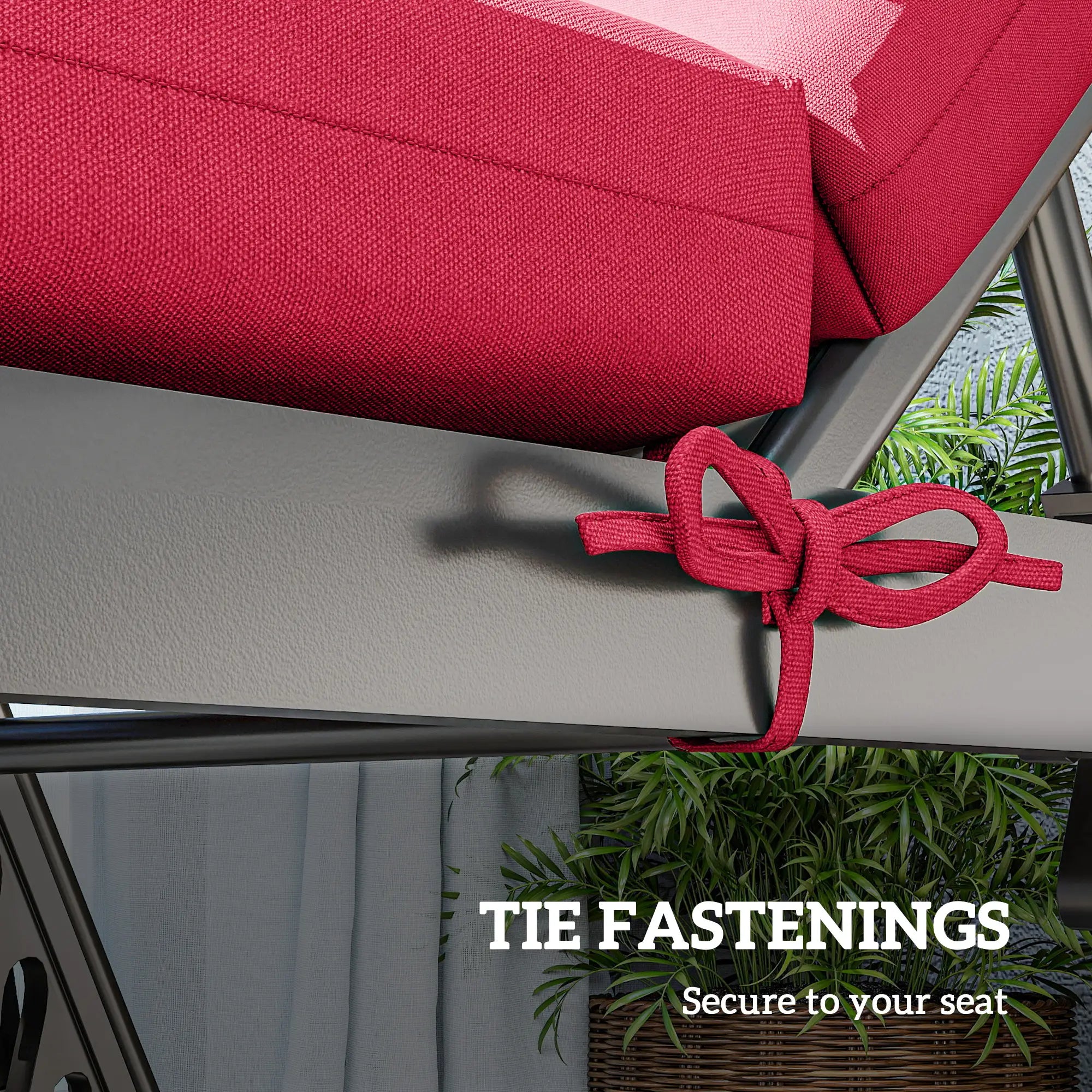 Patio Chair Cushion Set, 2-Piece, With Ties, Wine Red Patio Chair Cushions at Gallery Canada