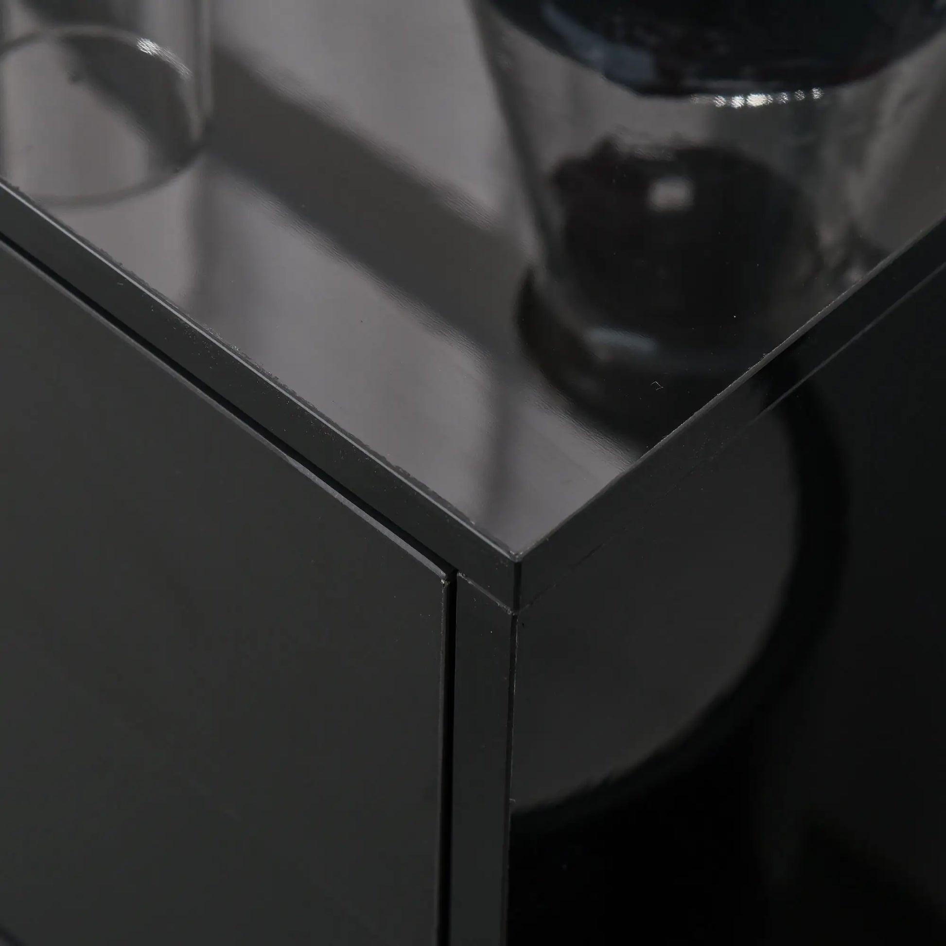 High Gloss Buffet Sideboard, 2 Drawers, 2 Doors, Adjustable Shelf, Black Bar Cabinets at Gallery Canada