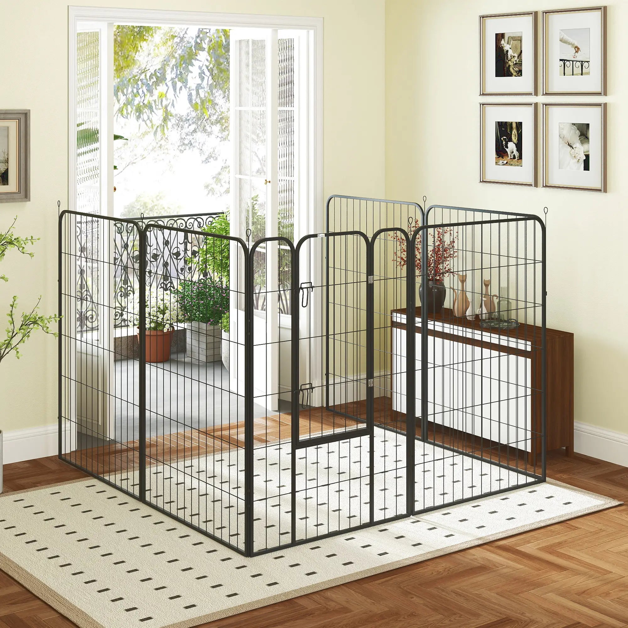 8 Panel Pet Playpen, Heavy Duty Metal, Foldable, Indoor Outdoor, 47
