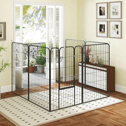 8 Panel Pet Playpen, Heavy Duty Metal, Foldable, Indoor Outdoor, 47"H Houses, Kennels & Pens at Gallery Canada