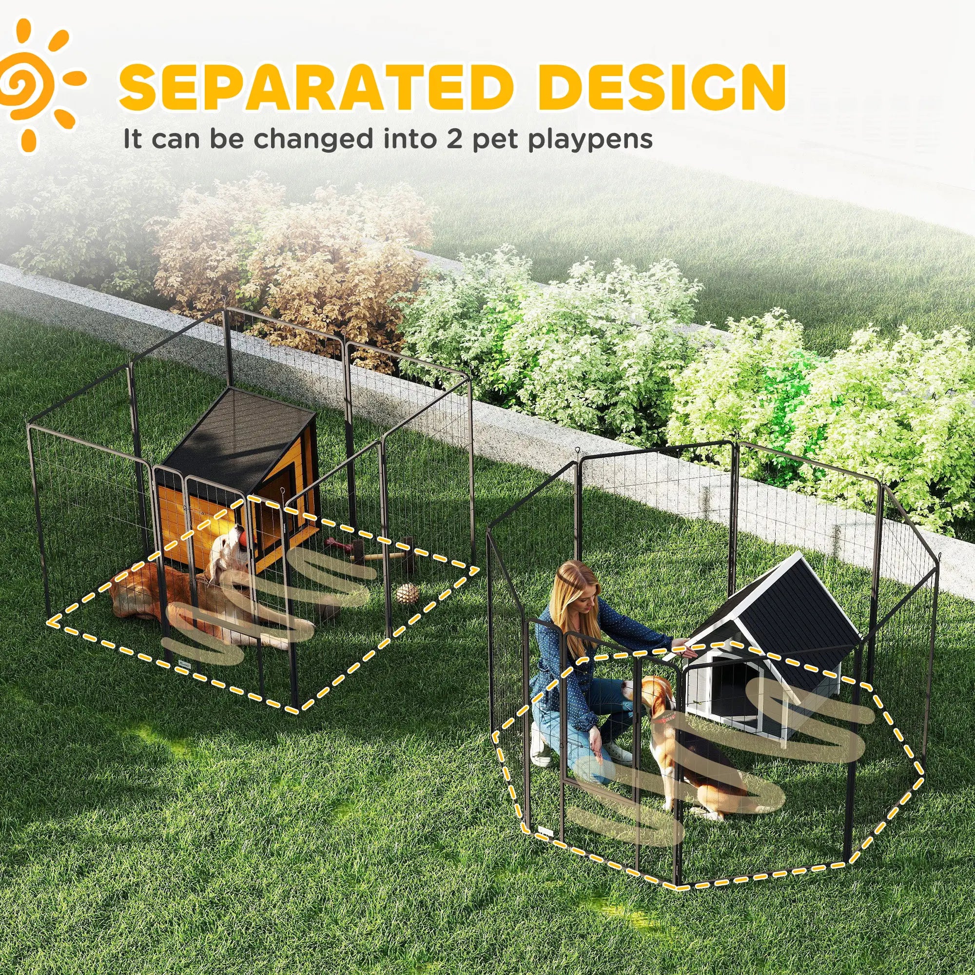 Heavy Duty Pet Playpen, 16 Panels Steel Dog Fence, 47