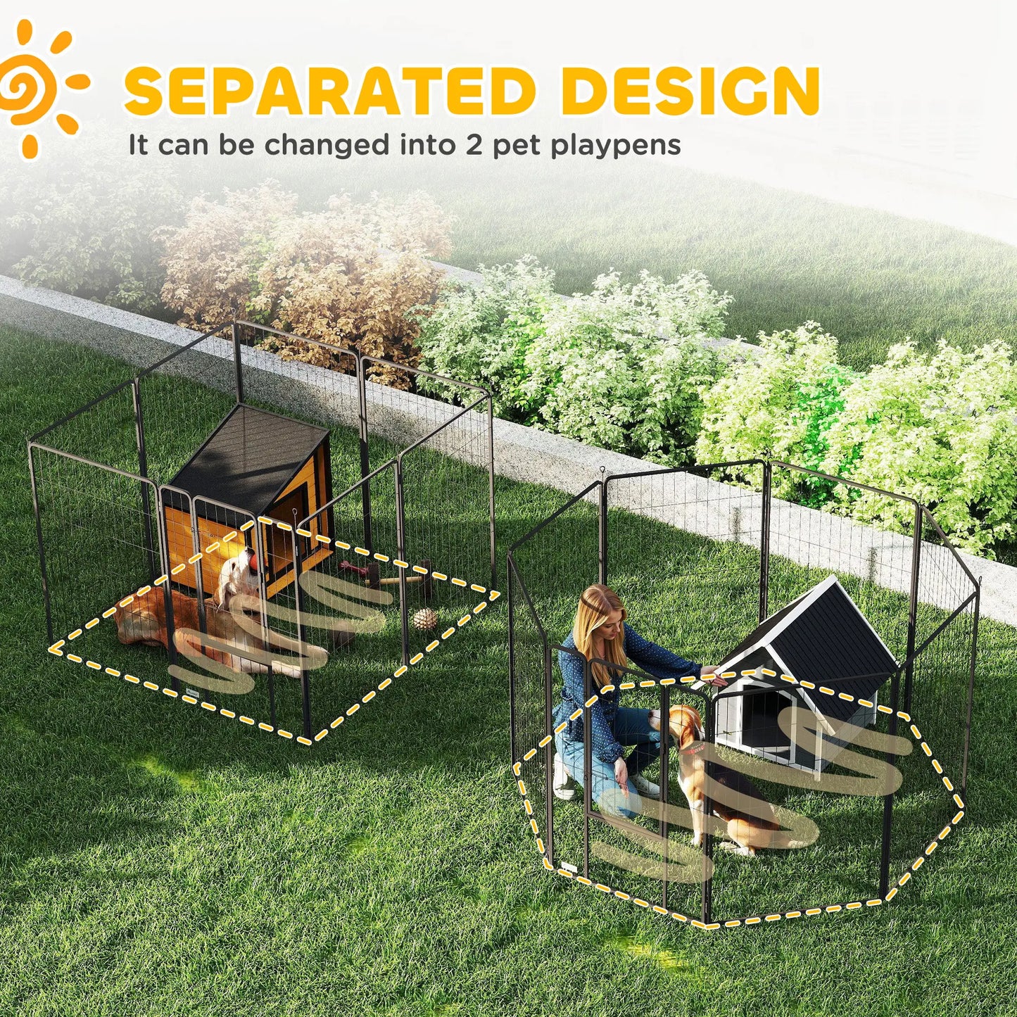 Heavy Duty Pet Playpen, 16 Panels Steel Dog Fence, 47" Height Houses, Kennels & Pens at Gallery Canada