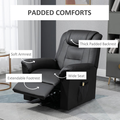 Electric Power Lift Recliner Chair, PU Leather with Footrest, Remote, Side Pockets, Black Electric Power Lift Chairs at Gallery Canada