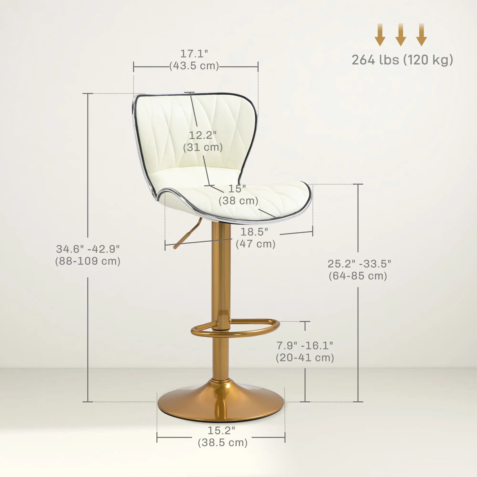 Adjustable Swivel Bar Stools Set of 2, PU Leather, Counter Height Bar Stools at Gallery Canada
