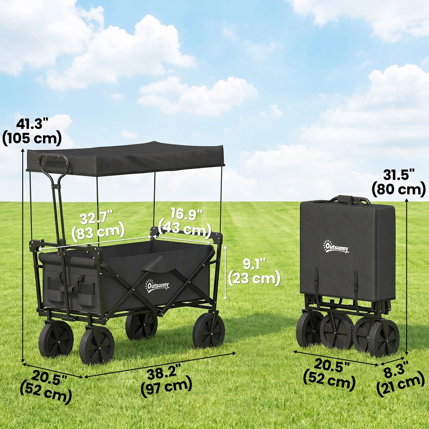 Steel Frame Folding Garden Cart, Collapsible Wagon, Removable Canopy Folding Garden Carts at Gallery Canada