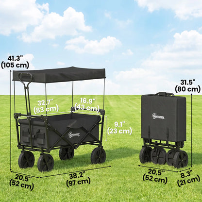 Steel Frame Folding Garden Cart, Collapsible Wagon, Removable Canopy Folding Garden Carts at Gallery Canada