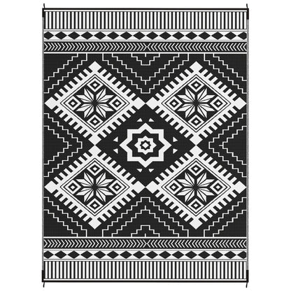 9' x 12' Outdoor RV Rug, Reversible Patio Mat, White and Black Garden Decor Black and White at Gallery Canada