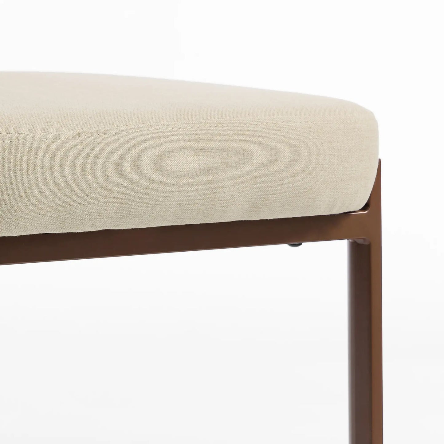 Upholstered Linen Fabric Kitchen Chairs, Modern Dining Chairs Set of 2 with Metal Legs, Beige