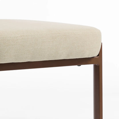 Upholstered Linen Fabric Kitchen Chairs, Modern Dining Chairs Set of 2 with Metal Legs, Beige