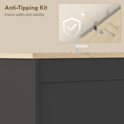 64" Kitchen Pantry Cabinet, 3 Cabinets, 2 Drawers, Adjustable Shelves, Black Kitchen Pantry Cabinets at Gallery Canada