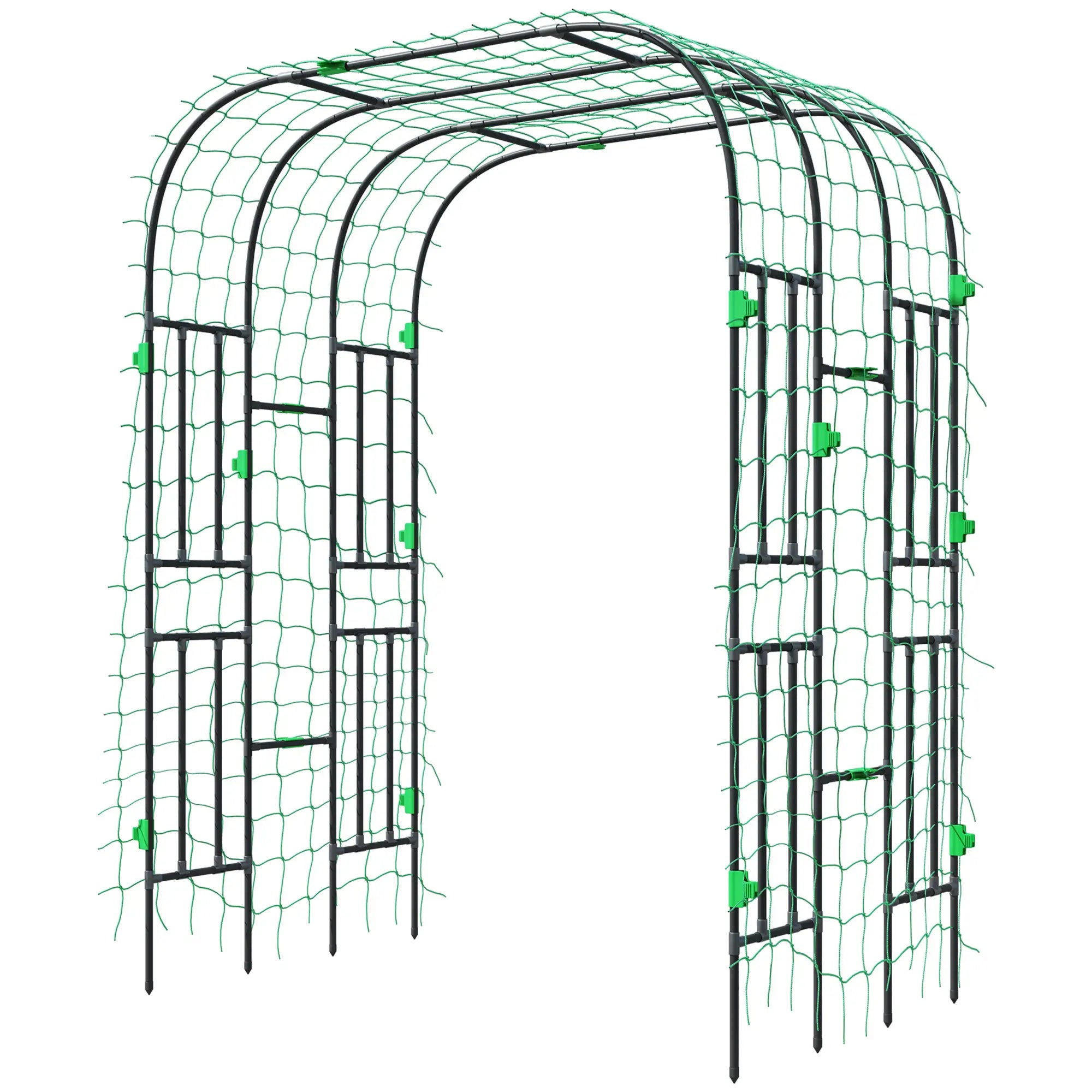 Arched Garden Trellis, 8 FT Tall Metal Plant Support with Netting Plant Stands Black at Gallery Canada