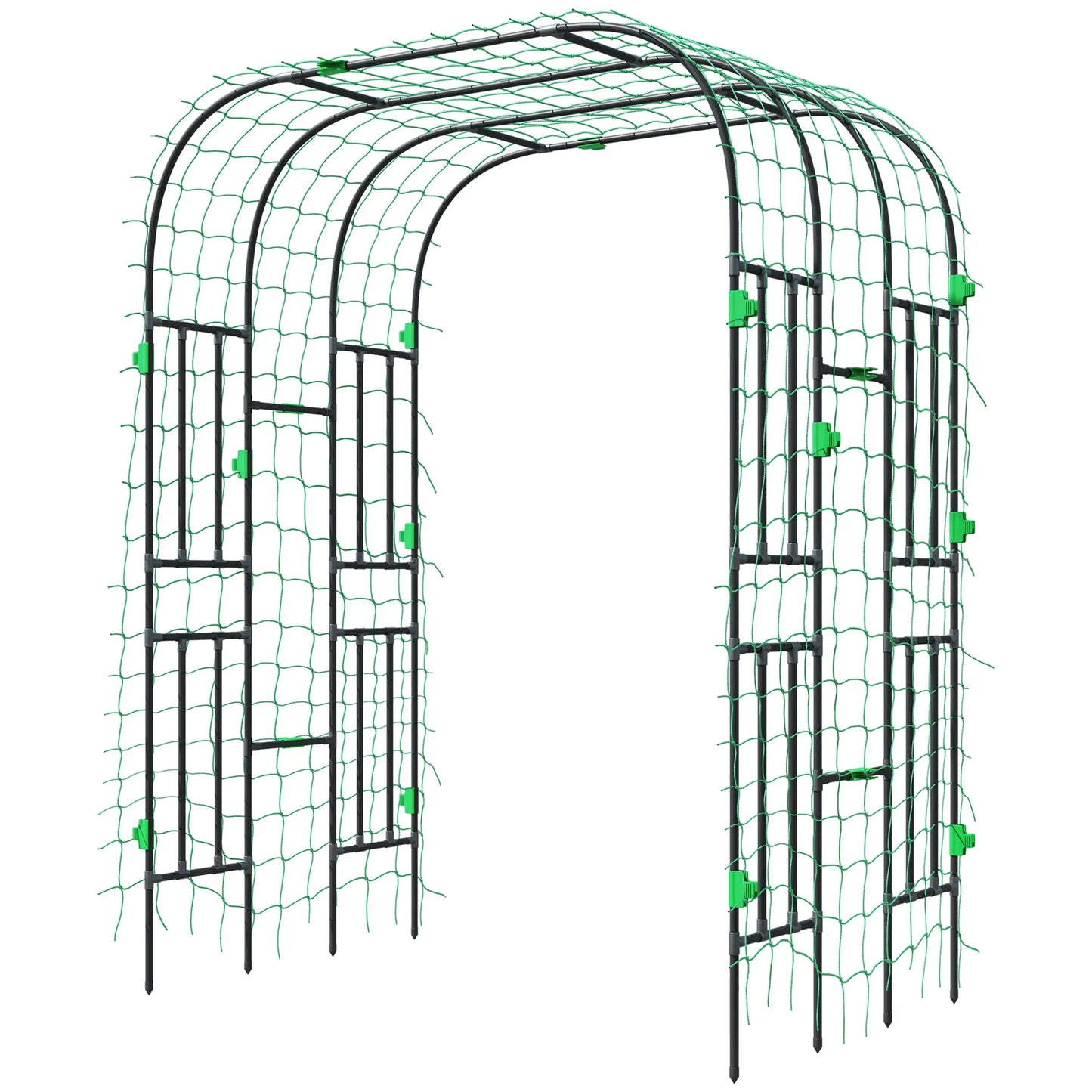 Arched Garden Trellis, 8 FT Tall Metal Plant Support with Netting Plant Stands Black at Gallery Canada
