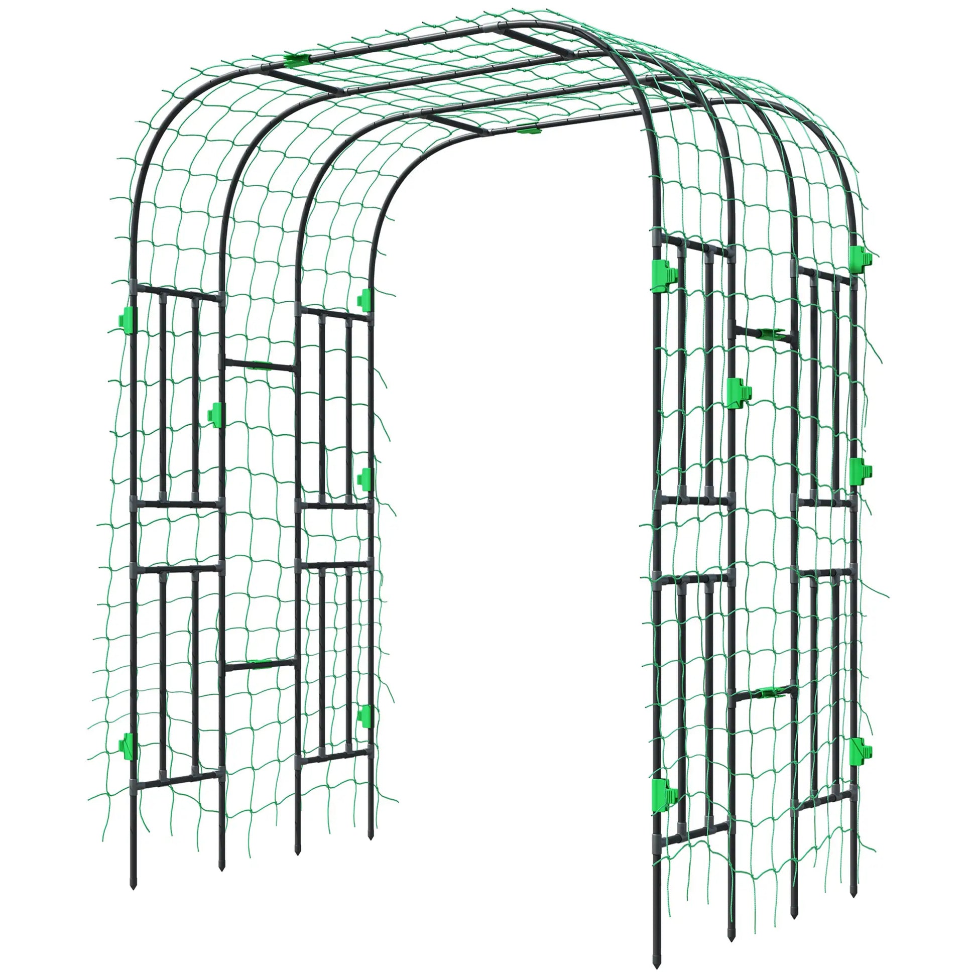Arched Garden Trellis, 8 FT Tall Metal Plant Support with Netting Plant Stands Black at Gallery Canada