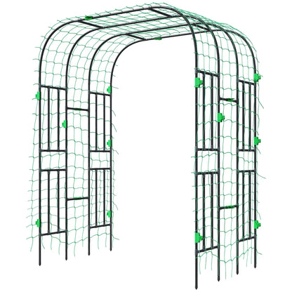 Arched Garden Trellis, 8 FT Tall Metal Plant Support with Netting Plant Stands Black at Gallery Canada