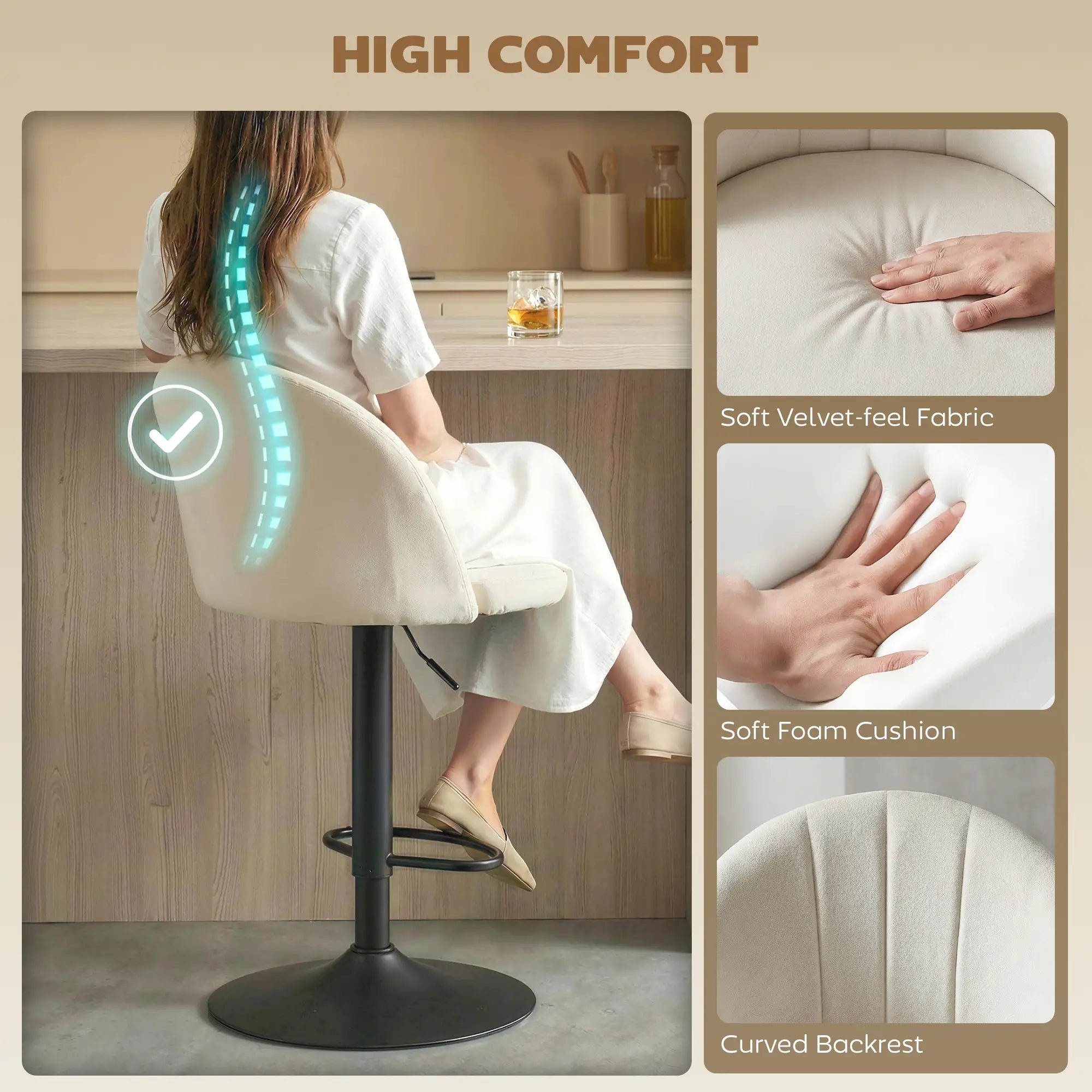 Swivel Counter Height Barstools Set Of 2, Cream White Bar Stools at Gallery Canada