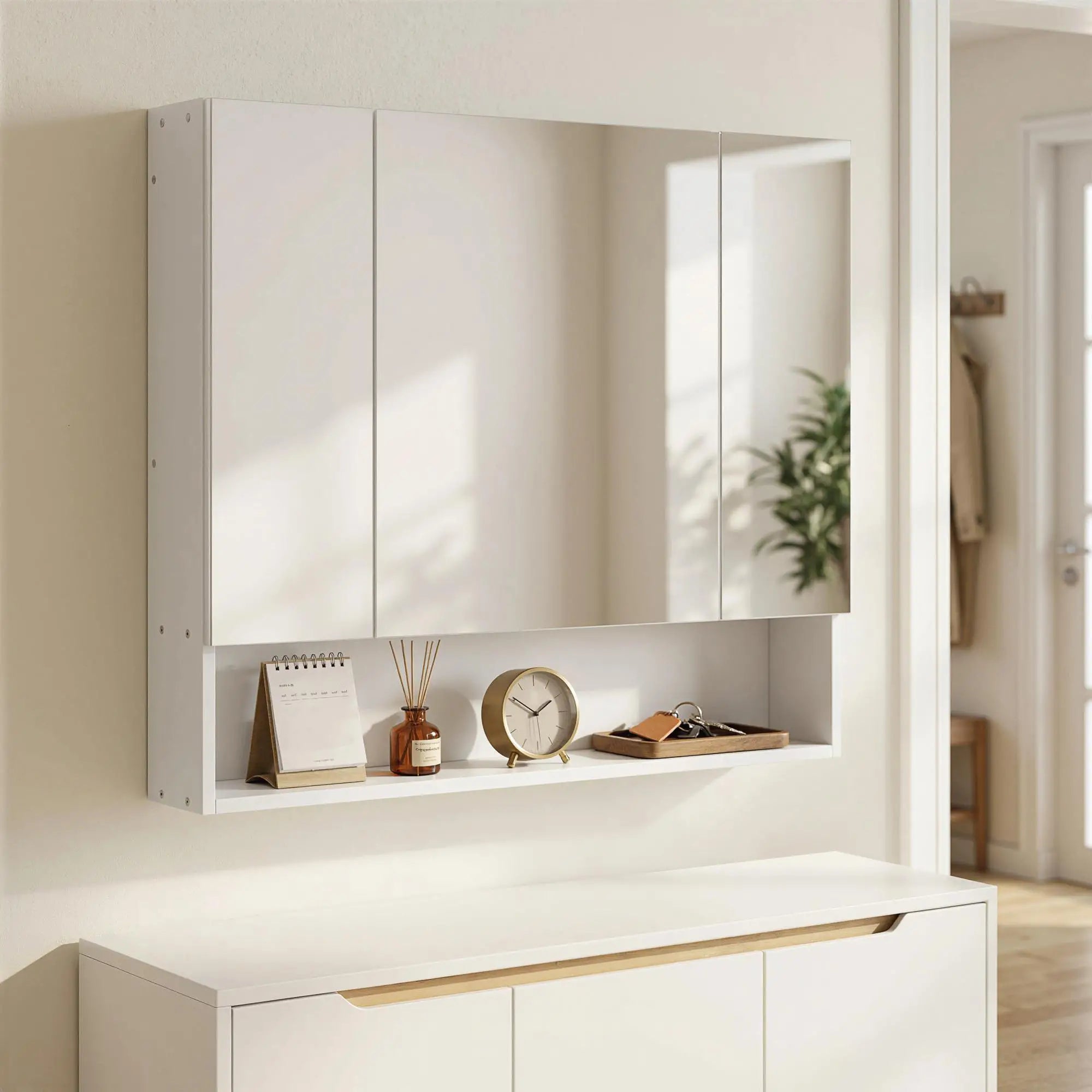 Wall Mounted Medicine Cabinet with Mirror, Adjustable Shelves, White Mirror Medicine Cabinets at Gallery Canada