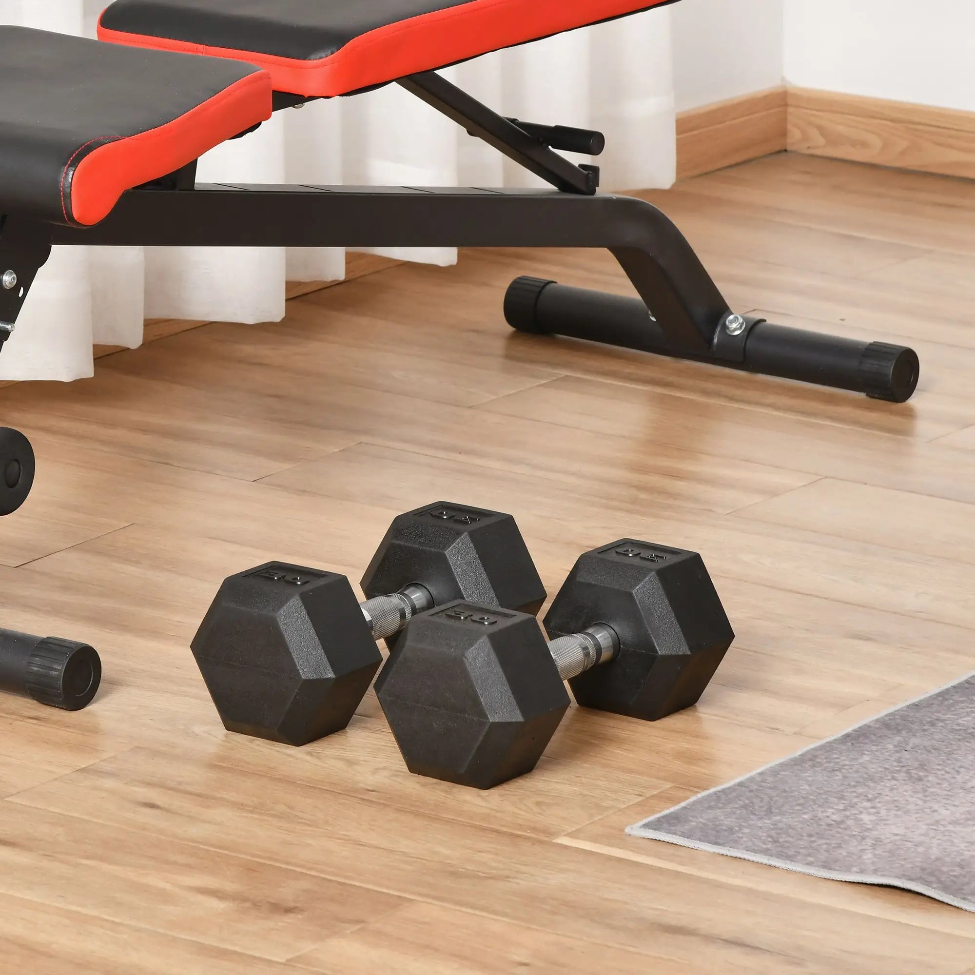 Rubber Dumbbells Weight Set, 60lbs Total, 30lbs Each, Black Dumbbells & Barbells at Gallery Canada
