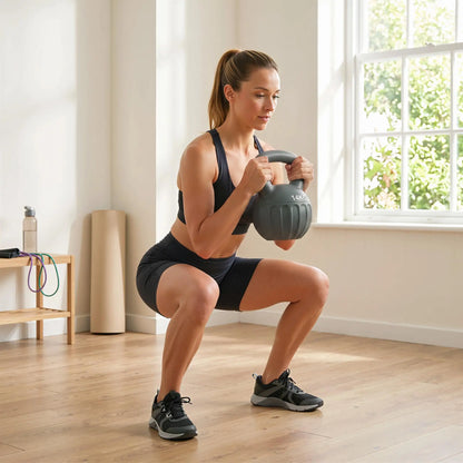 31 lbs Kettlebell, Non-Slip Handle For Home Gym, Grey Strength Training Equipment at Gallery Canada