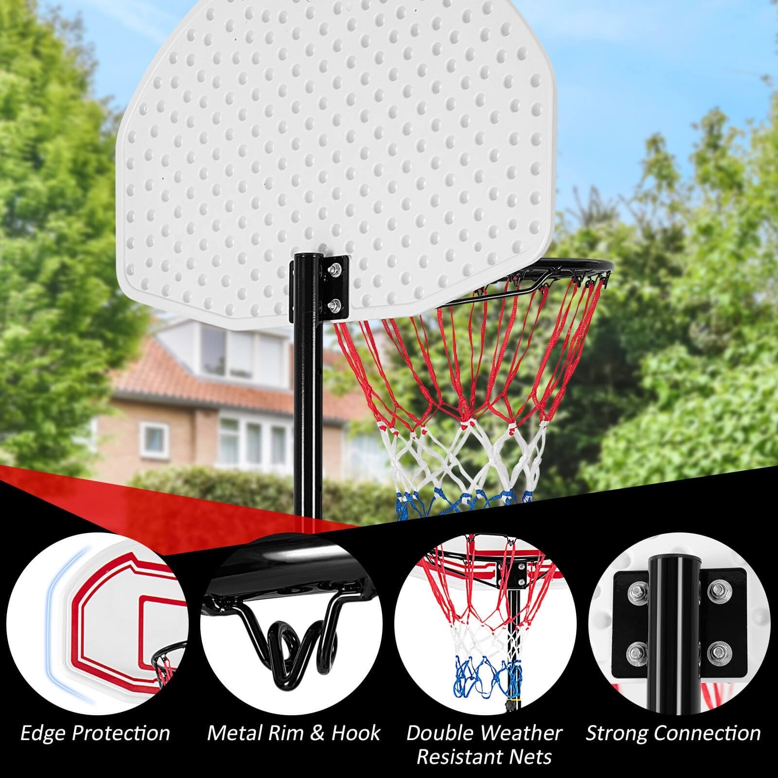 Height Adjustable Basketball Hoop with 2 Nets and Fillable Base, Multicolor at Gallery Canada