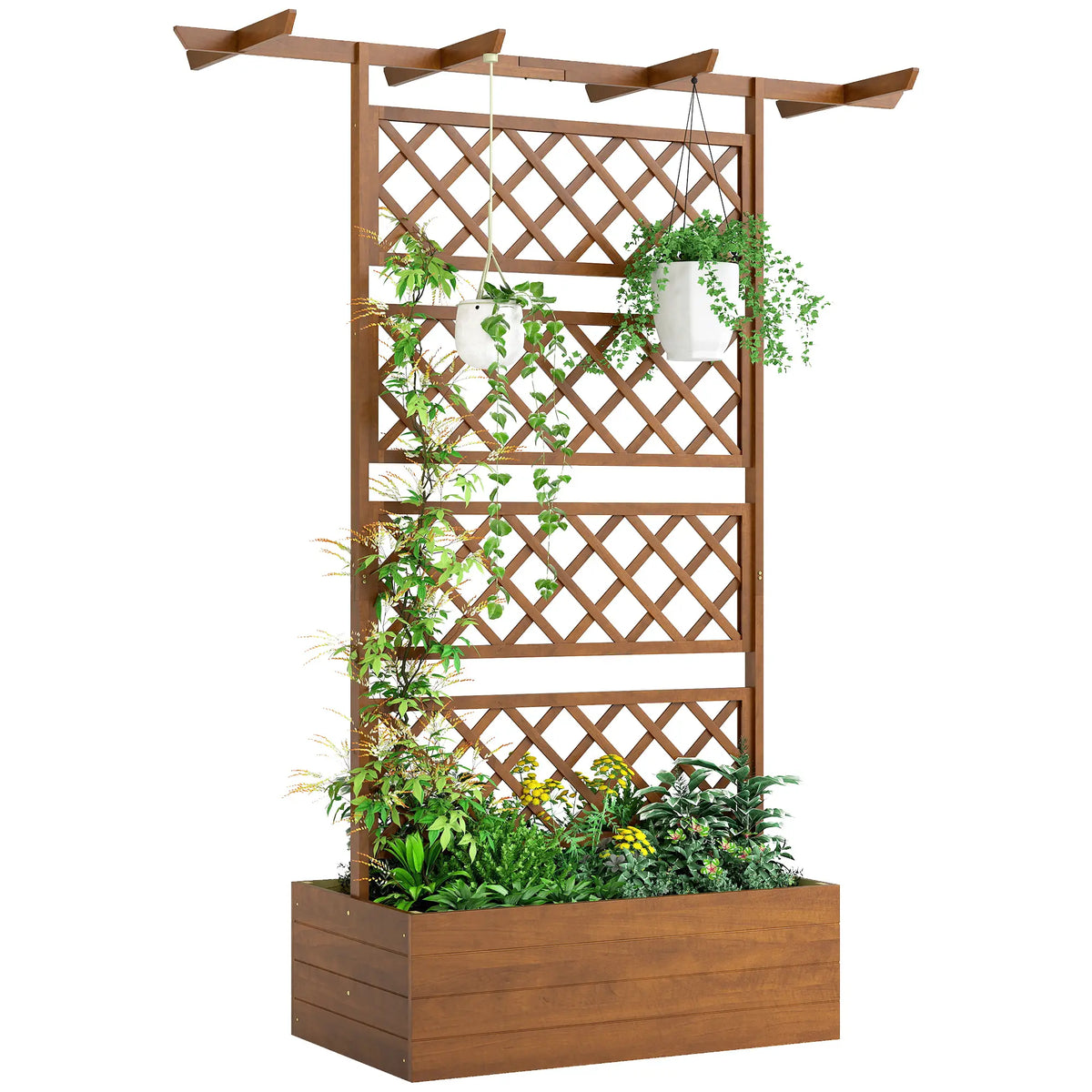 Wooden Planter with Trellis, Raised Garden Bed, Orange Raised Garden Beds at Gallery Canada