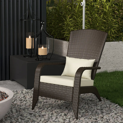 Wicker Adirondack Chair, Outdoor Rattan Chair with Cushions, Khaki Patio Chairs at Gallery Canada