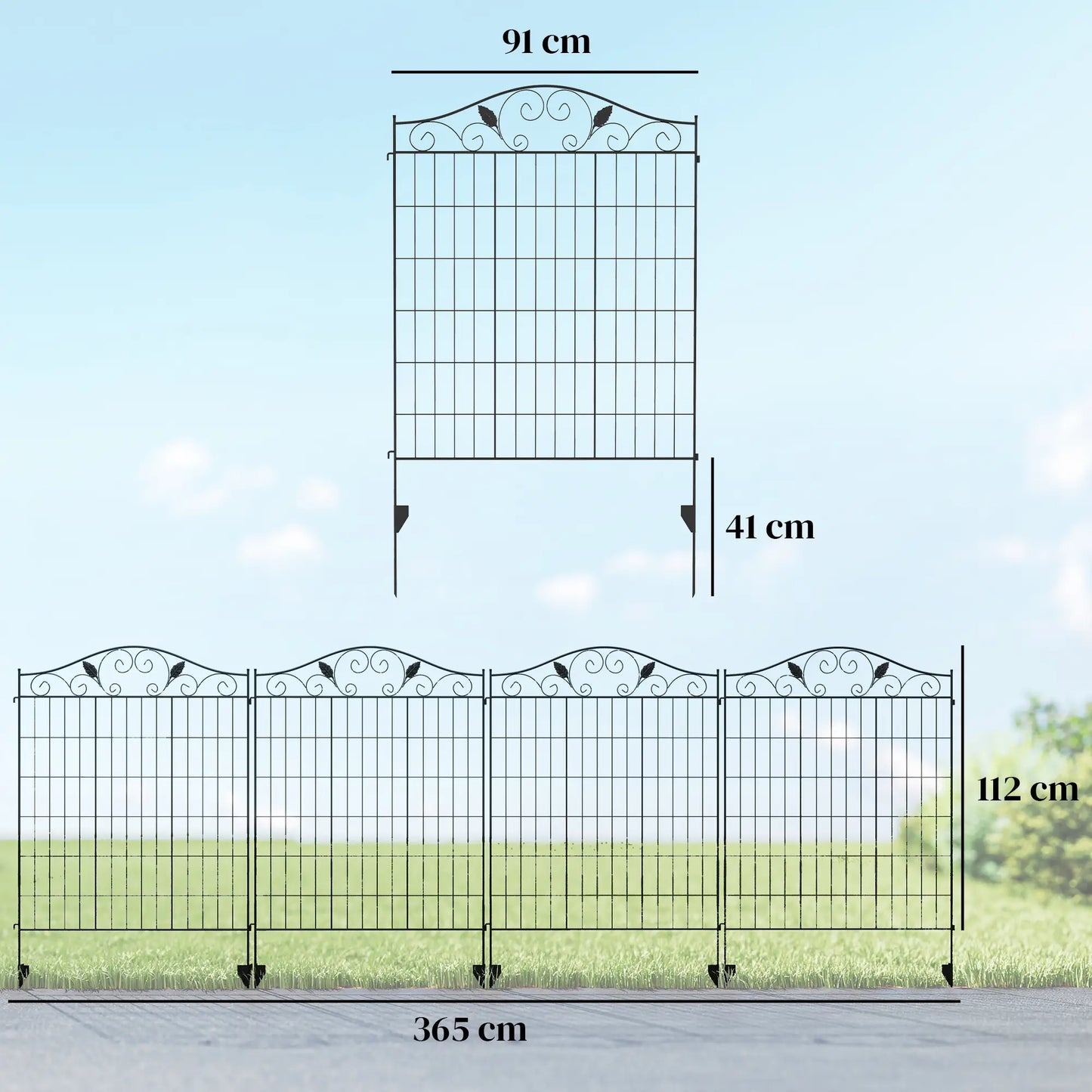 Garden Decorative Fence, 4 Panels 44in x 12ft, Steel Wire Border Edging Garden Fences at Gallery Canada