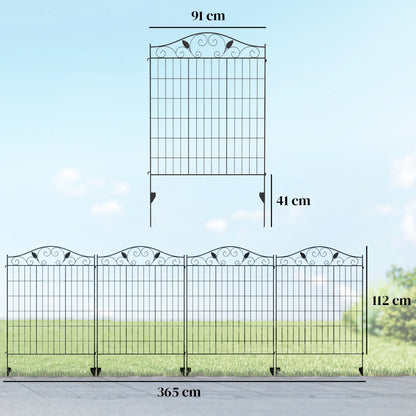 Garden Decorative Fence, 4 Panels 44in x 12ft, Steel Wire Border Edging Garden Fences at Gallery Canada