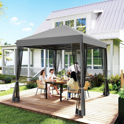 10' x 10' Pop Up Canopy Tent, Removable Mesh Sidewalls, Carry Bag, Light Grey Pop Up Canopies at Gallery Canada