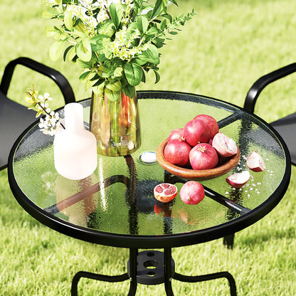 Five-Piece Steel Patio Set, Glass-Top Table, Black Outdoor Dining Sets at Gallery Canada