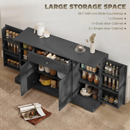 55" Kitchen Cabinet With Drawer, Adjustable Shelves, Black Bar Cabinets at Gallery Canada