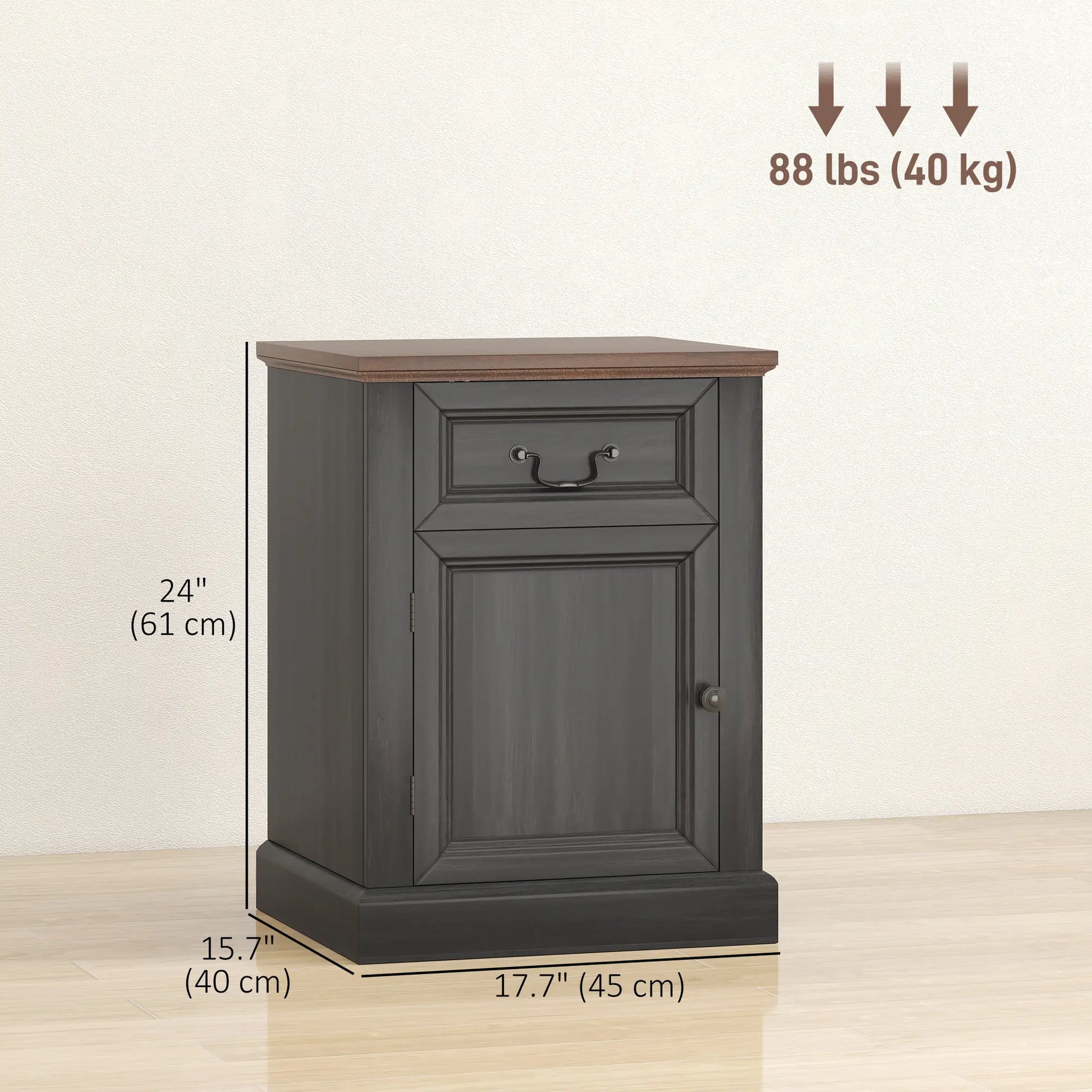 Side Table Set of 2 with Drawer and Cabinet, Black Side Tables at Gallery Canada