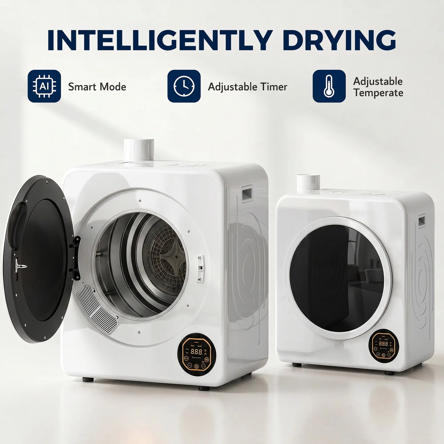Clothes Dryer with 6 Drying Modes, Laundry Dryer with Stainless Steel Tub 18 lbs, White Dryer Machines at Gallery Canada