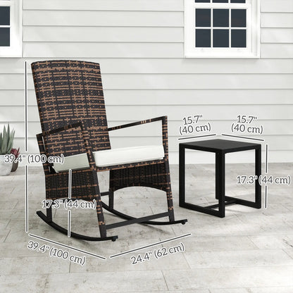3 Piece Rocking Bistro Set, Wicker Patio Furniture, White Bistro Sets at Gallery Canada