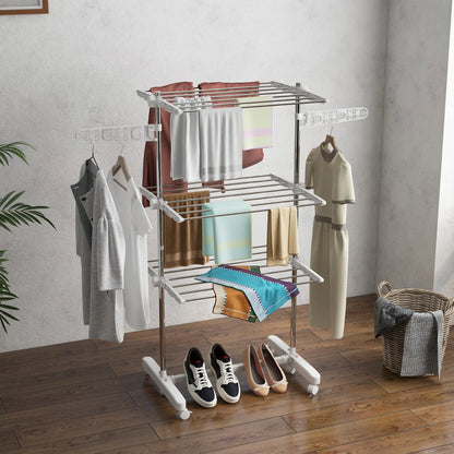 3-Tier Foldable Clothes Drying Rack, Stainless Steel, White Bath Accessories at Gallery Canada