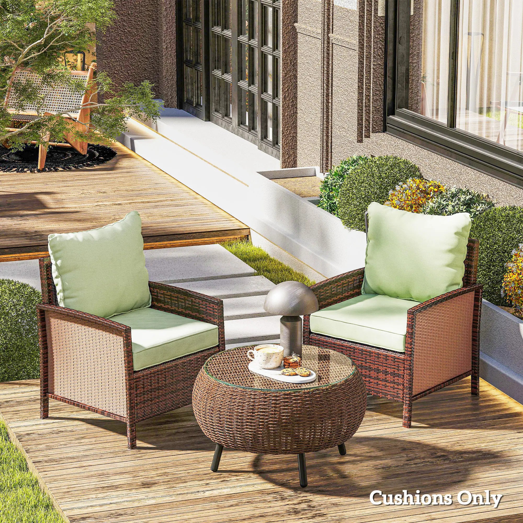 4-Piece Seat Cushion Pillows, Patio Chair Cushions Set, Indoor Outdoor, Green Patio Chair Cushions at Gallery Canada