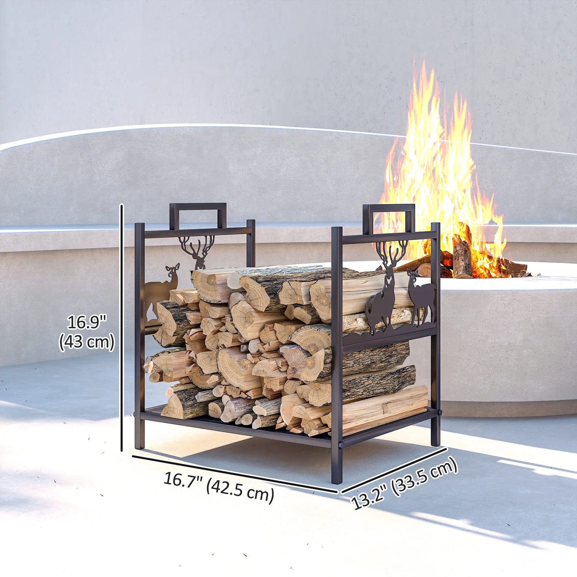 Heavy Duty Log Stand, Firewood Rack Outdoor, Black Firewood Racks at Gallery Canada