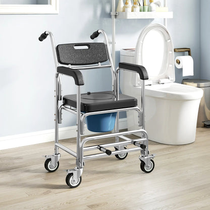3-in-1 Shower Commode Wheelchair, Transport Chair with Padded Seat Bath Chairs at Gallery Canada
