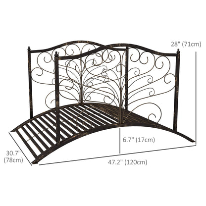 4FT Metal Garden Bridge, Decorative Arc, Guardrails, Black Bronze Garden Bridges at Gallery Canada
