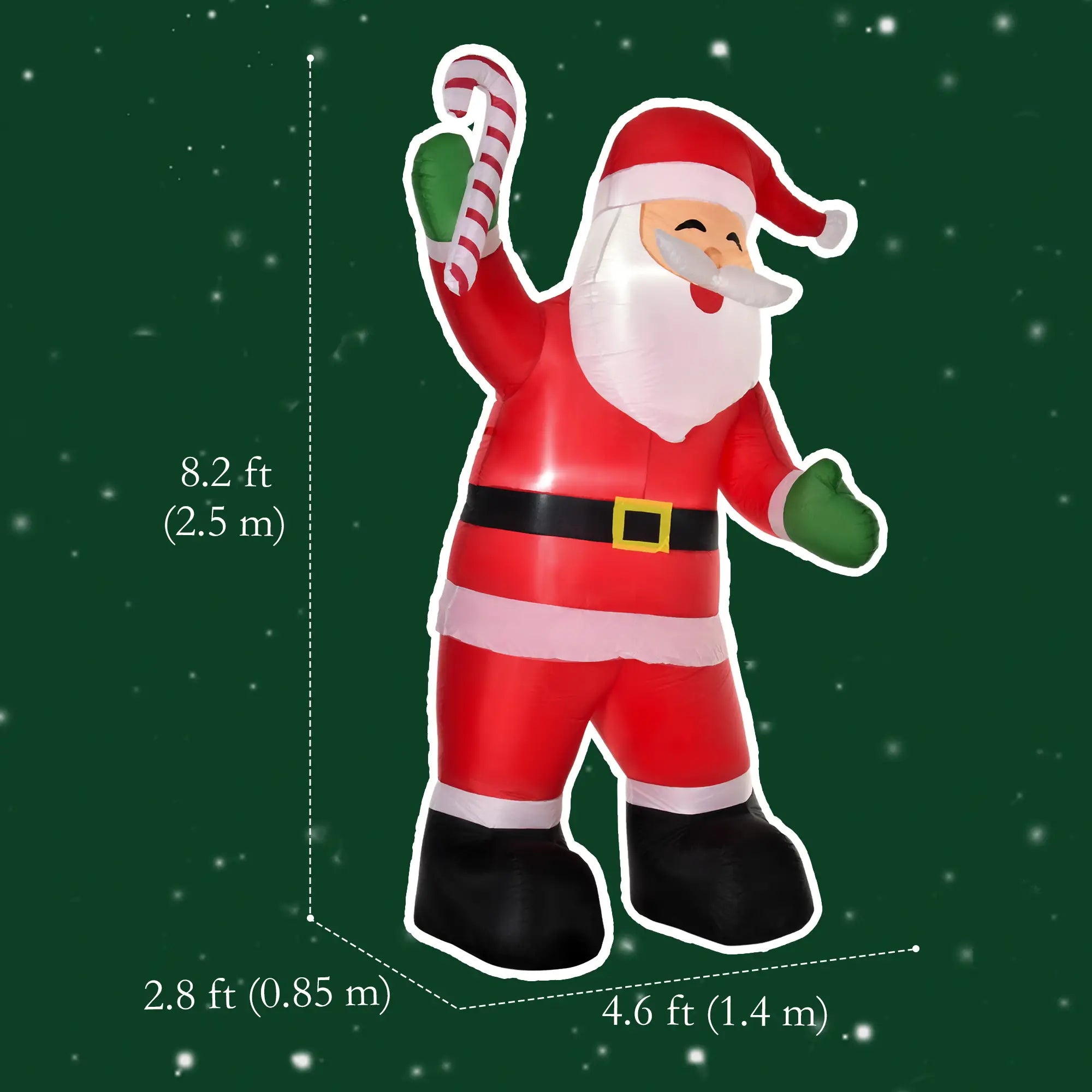 Inflatable Christmas Yard Decoration, Santa Claus with Candy Cane, 8' Tall Christmas Inflatables at Gallery Canada