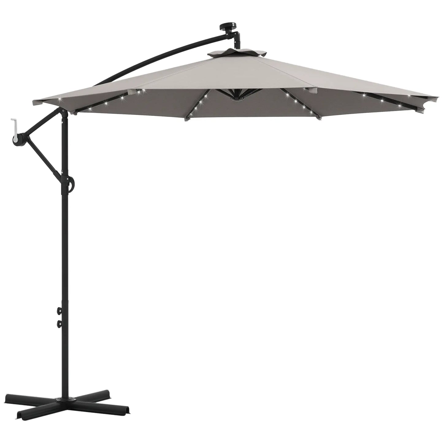 10ft Outdoor Cantilever Umbrella, Solar Lights, Adjustable Angle, Light Grey Cantilever Umbrellas at Gallery Canada